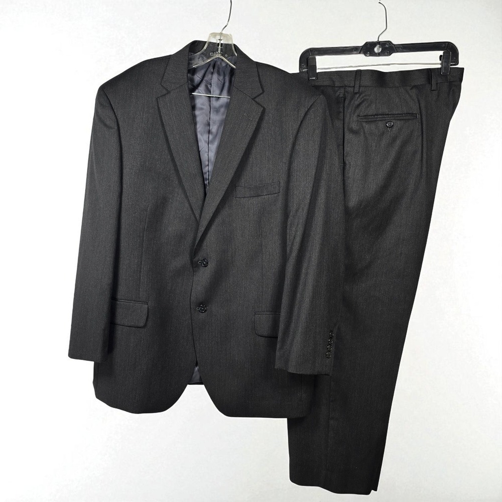 Jos A Bank Signature Suit 100% Wool Men Size 42 Traditional Fit Gray Pants 42x28